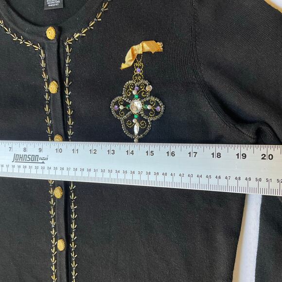 Designers Originals Women Long Sleeve Button Down Knit Cardigan size M, Black - Picture 3 of 8